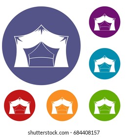 Awning tent icons set