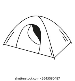 Awning vector icon. Line art. Flat illustration. Hand drawn. Silhouette of an awning on a white background. Good for everything related to travel, camping, mountains