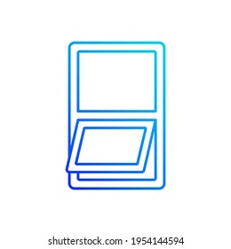 Awning windows gradient linear vector icon. Opening outward from bottom. Controlling ventilation. Protection from rain. Thin line color symbols. Modern style pictogram. Vector isolated outline drawing