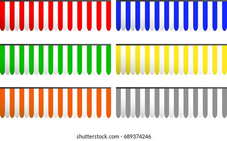 Awnings polychromatic striped vector collection, eps10.