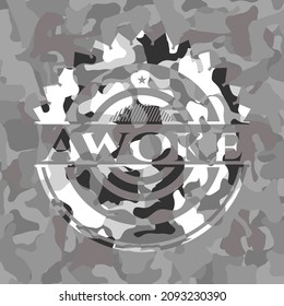 Awoke on grey camouflaged pattern 