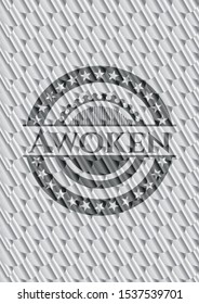 Awoken silver color badge or emblem. Scales pattern. Vector Illustration. Detailed.