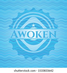 Awoken water representation badge background. Vector Illustration. Detailed.