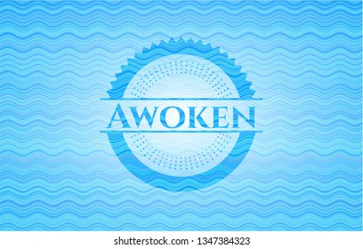 Awoken water wave representation badge background.