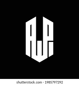 Logo de la carta AWP diseño creativo sobre fondo de color negro, logotipo de vectores ilustrados