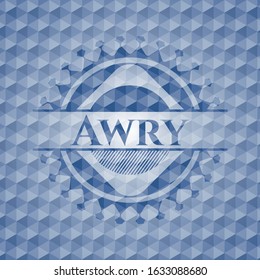 Awry blue emblem with geometric background. Vector Illustration. Detailed.