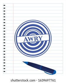 Awry draw with pen effect. Blue ink. Vector Illustration. Detailed.