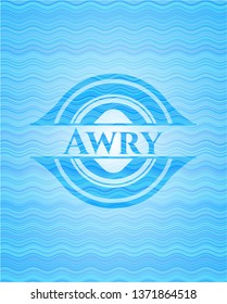 Awry light blue water wave style badge.