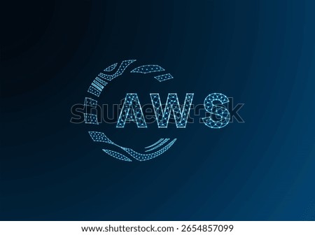 AWS low poly letter logo vector design. AWS lower poly logo design. AWS unique low poly logo design.