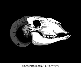 awsome illustration skull heat goat white logo esport mascot art vector
