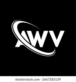 AWV-Logo. Logo-Design für AWV-Buchstaben. Initialen AWV-Logo mit Kreis und Großbuchstaben-Monogramm-Logo verbunden. AWV Typografie für Technologie, Business und Immobilien Marke.