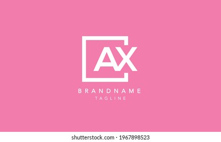 AX Alphabet Letters Initial Square Icon Logo