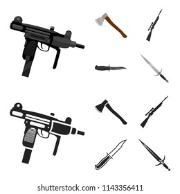 Ax, automatic, sniper rifle, combat knife. Weapons set collection icons in cartoon,black style vector symbol stock illustration web.
