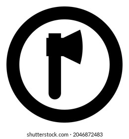 Ax Axe icon in circle round black color vector illustration solid outline style image