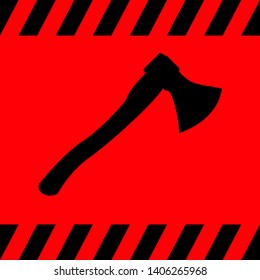 Ax black on a red background, vector illustration for design.