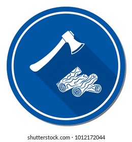 The ax and campfire icon. Flat Vector illustration
