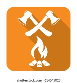 The ax and campfire icon. Flat Vector illustration

