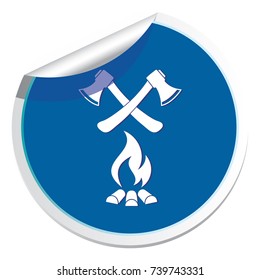 The ax and campfire icon. Flat Vector illustration

