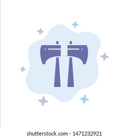 Ax, Canada, Wood Saw Blue Icon on Abstract Cloud Background. Vector Icon Template background