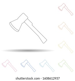 Ax colored in multi color style icon. Simple thin line, outline vector of camping icons for ui and ux, website or mobile application