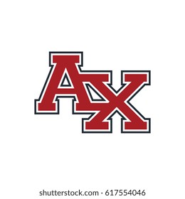 ax combination of uppercase initials red black logo