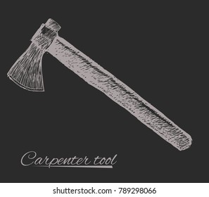 The ax. Construction tools set of hand drawn Doodle illustration.