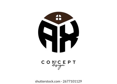 AX Creative Real Estate Diseño de concepto de logotipo de monograma en forma de círculo