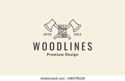 ax cross line with wood logo symbol vector icon illustration graphic design