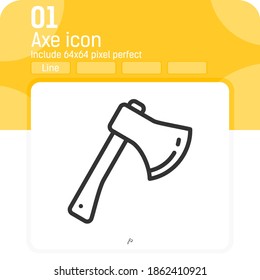 Ax, Notrufsymbol mit einfacher Linie, Rahmenstil einzeln auf weißem Hintergrund. Design-Vorlage für das Konzept der Vektorgrafik-Feuerwehrmänner für Web-, Mobil-App-, Website- oder mobile Anwendungen, UI- und UX-Systeme