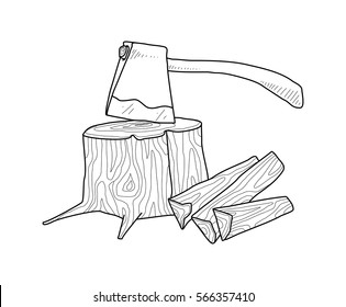 ax and firewood doodle