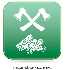 The ax and firewood icon. Flat Vector illustration

