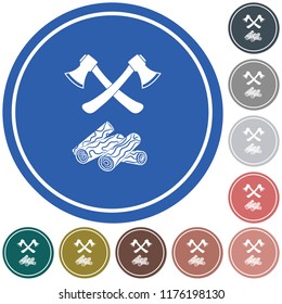 The ax and firewood icon. Flat Vector illustration