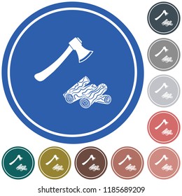 The ax and firewood icon. Flat Vector illustration