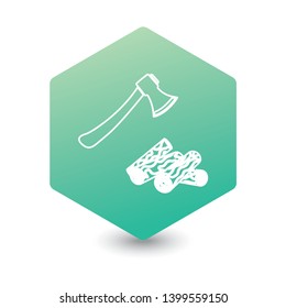 The ax and firewood icon. Flat Vector illustration

