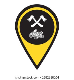 The ax and firewood icon. Flat Vector illustration

