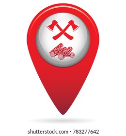The ax and firewood icon. Flat Vector illustration