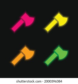 Ax four color glowing neon vector icon