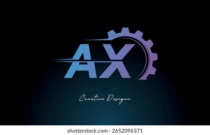 AX Gear Fusion Logo – Industrial Tech-Inspired Letter mark Futuristic Industrial Letter Mark Design for Technology and Engineering Brands.
