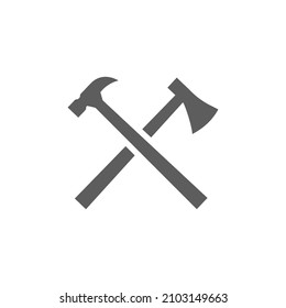 ax hammer cross logo design vector isolated on white background.