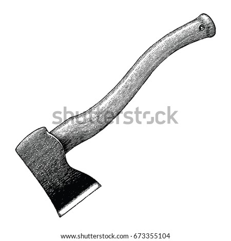 Ax hand drawing engraving illustration