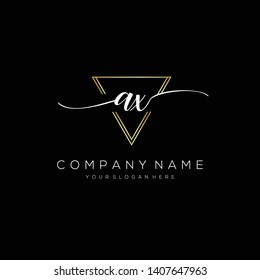 AX handwriting initial logo template vector.