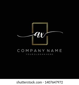 AX handwriting initial logo template vector.