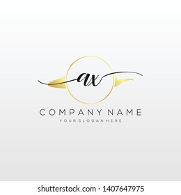 AX handwriting initial logo template vector.