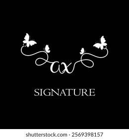 AX Handwritten initial letter, AX simple signature vector logo with butterfly shape variation, beauty, photography letter logo design. A X