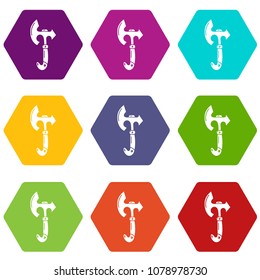 Ax heavy icons 9 set coloful isolated on white for web