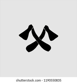 The ax icon. Axe symbol. Flat illustration on a gray background