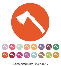The ax icon. Axe symbol. Flat Vector illustration. Button Set