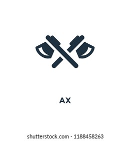 Ax icon. Black filled vector illustration. Ax symbol on white background. Can be used in web and mobile. svg