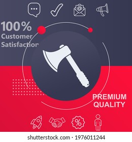 Ax icon. Customize your design with a navy and red colored background template