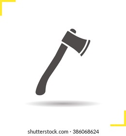 Ax Icon. Drop Shadow Hatchet Symbol. Camping And Lumberjack Equipment. Logo Concept. Vector Axe Tool Silhouette Icon. Isolated Hatchet Illustration